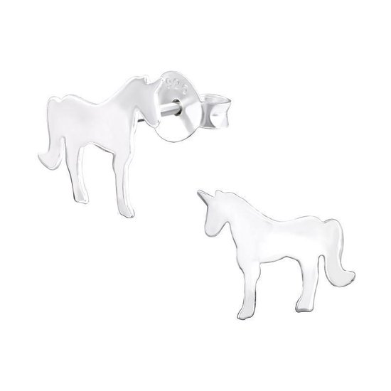 Aramat jewels ® - 925 sterling zilveren kinder oorbellen unicorn glad