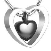 Crematiehanger hart in hart zilverkleurig zwart 2cm