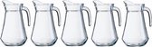 Voordeel pakket 5x glazen water karaf 1,3 liter - Sapkannen/waterkannen/schenkkannen