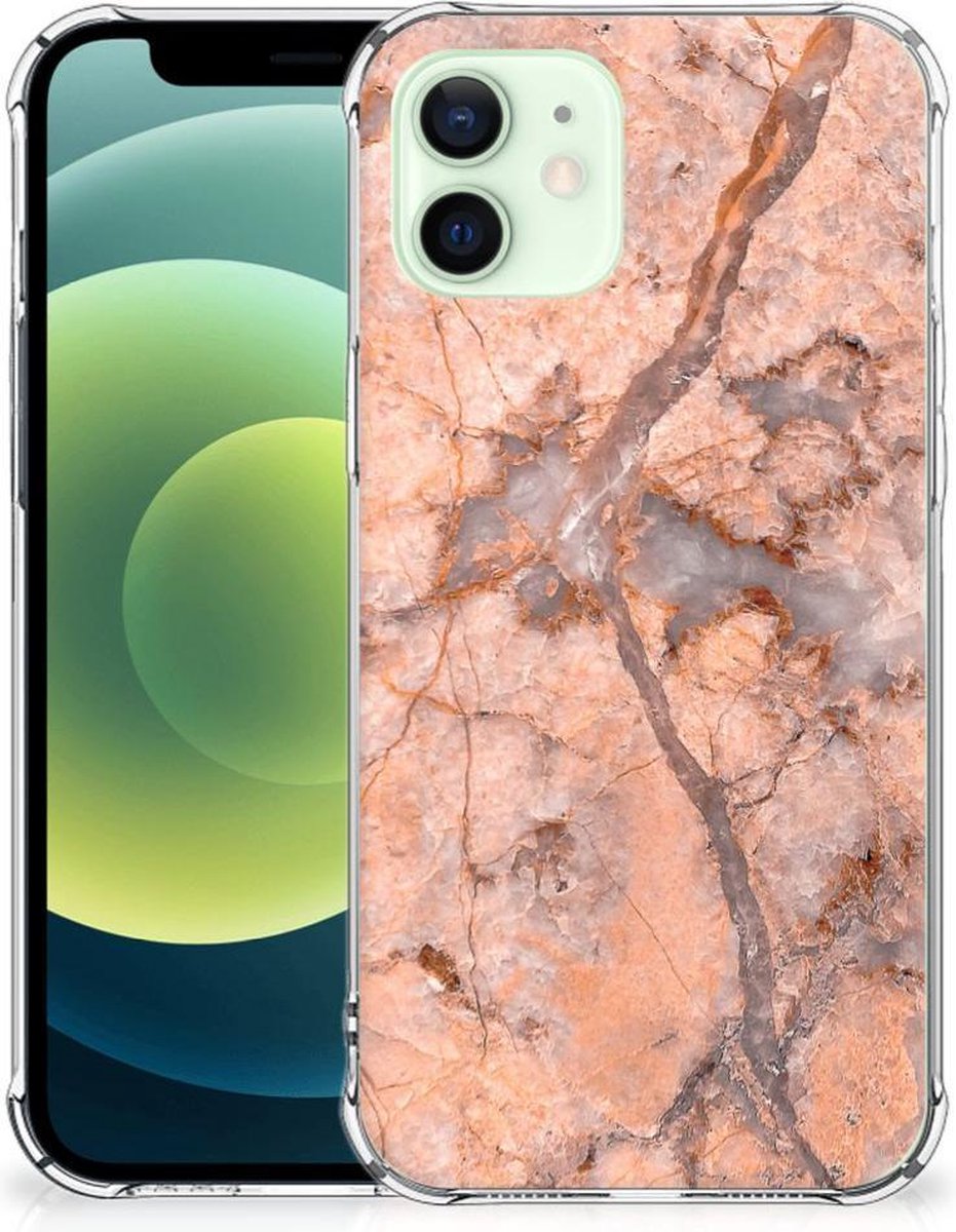 iPhone 12 Mini Anti-Shock Hoesje Marmer Oranje