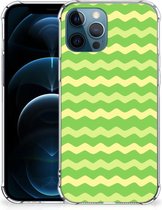 Smartphone hoesje iPhone 12 | 12 Pro Beschermhoesje met transparante rand Waves Green