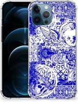 Shockproof Case iPhone 12 | 12 Pro Smartphone hoesje met doorzichtige rand Angel Skull Blue