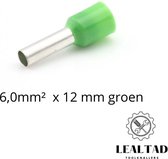 Adereindhuls 6,0 mm² x 12 mm groen 100 stuks | Ferrule | Draadhuls | Adereindhulzen | Eindverbinder