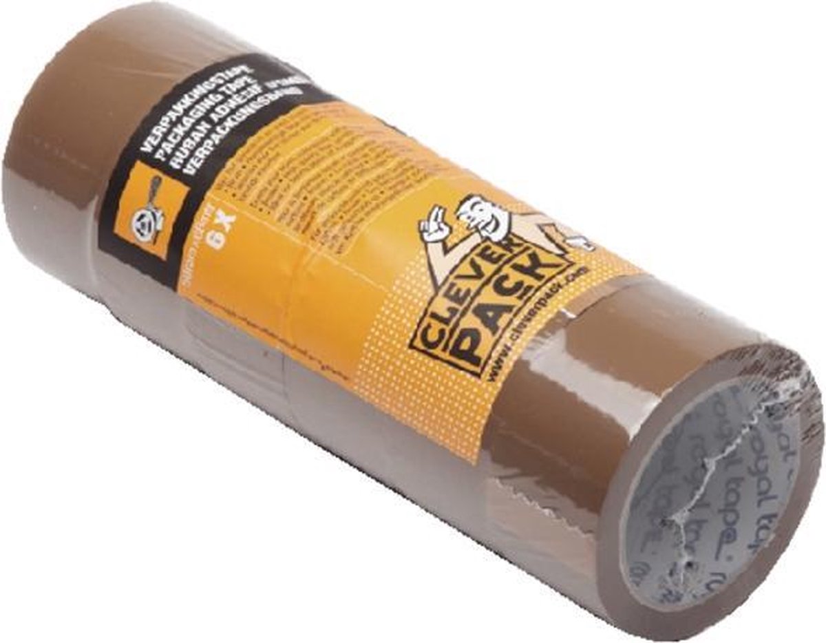 Verpakkingstape cleverpack 50 mm x 66 m pp low bruin