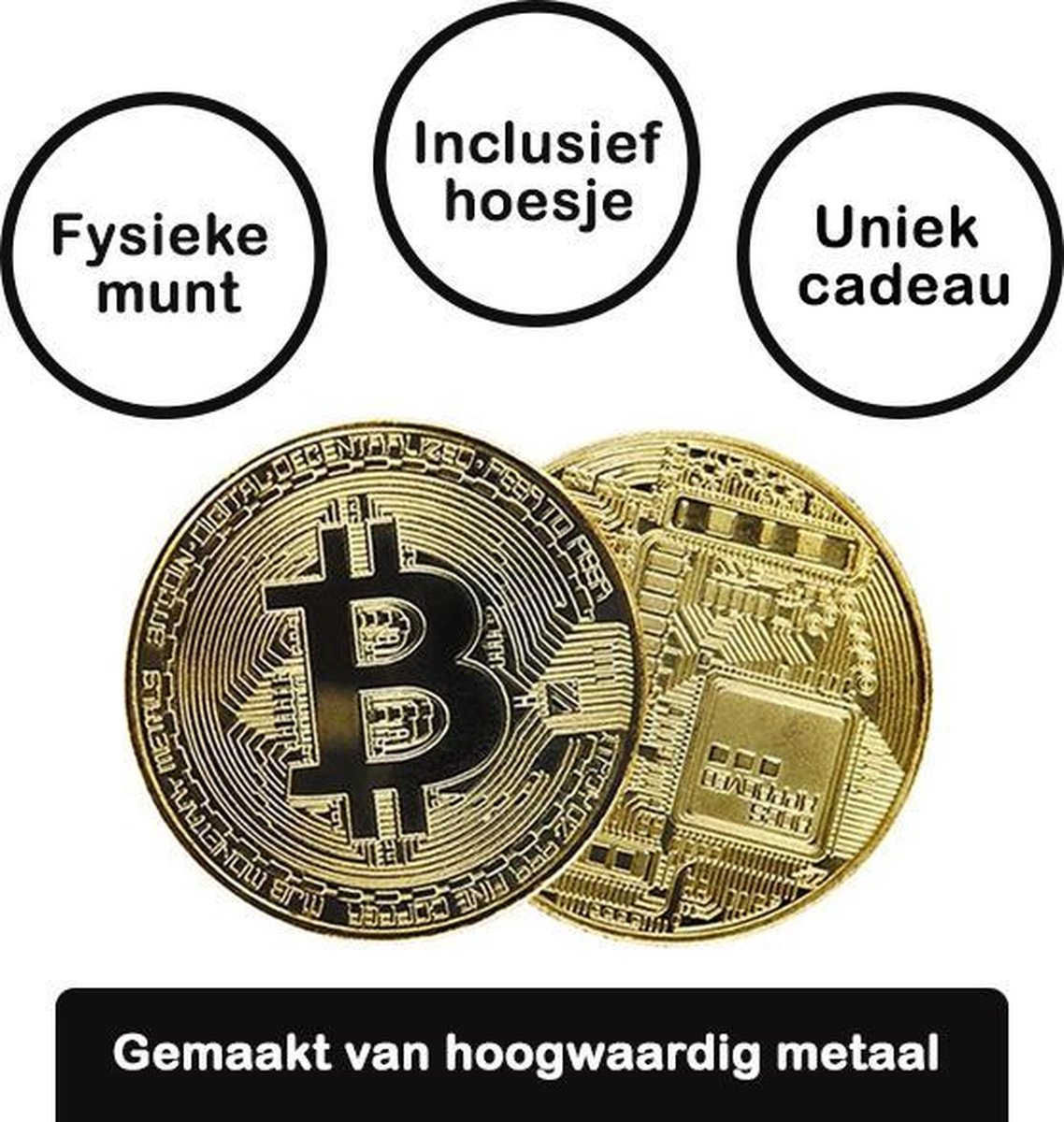 Bitcoin munt met hoesje - Crypto - Cryptocurrency - Goud | bol