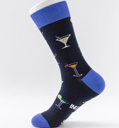 Sokken heren zwart / blauw - print martini / cocktail - 40-46