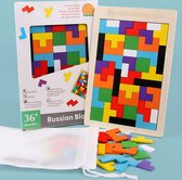 puzzel kinderen - russian block - houten puzzel - tetris - kinderpuzzels - tetris puzzel -  educatief speelgoed