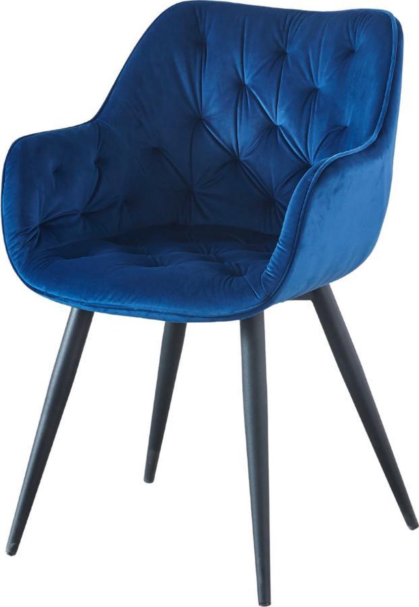 Eetkamerstoel blauw velvet - Troon Collectie - Blauw - Nieuwe kleur -  Comfortabele... | bol.com