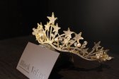 Mooie tiara, kroon, bruid, prinses, haaraccessoire, luxe diadeem, Haarpin, bloemen, haarpin, strass, koningin, maangodin, godin