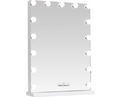 Bright Beauty Vanity hollywood make up spiegel met verlichting - H 58 x B 43 cm - zonder rand - drie lichtstanden - wit