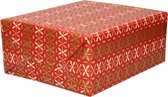 3x rollen inpakpapier/cadeaupapier - rood - roze/gouden kruisjes -  200 x 70 cm - Cadeauverpakking kadopapier