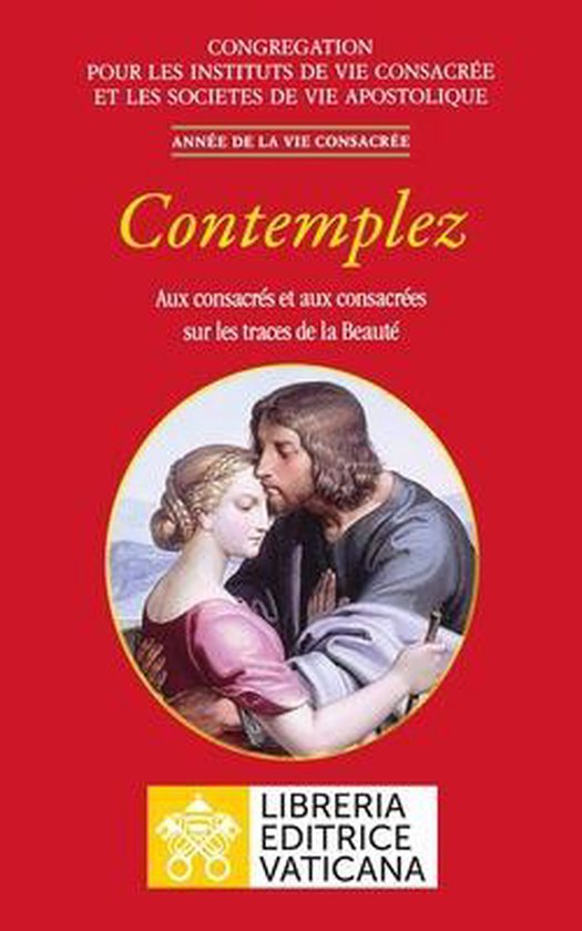 Boek 'Contemplez' met afbeelding van Jezus die een vrouw omhelst, met Vaticaanse Uitgeverij logo.