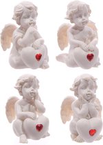 Set van 2 Cherubijntjes met rood hart 'edelsteen' - Engel - Ideaal als valentijnscadeau