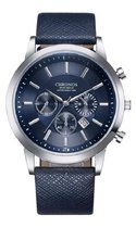 Chronos - heren horloge - blauw - 42 mm - I-deLuxe verpakking