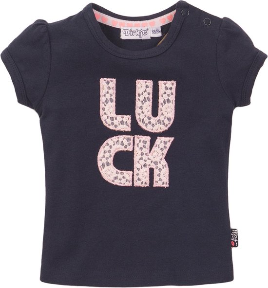 Dirkje - Girls Tshirt Navy LUCK - maat 80