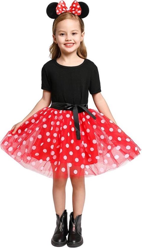 Minnie Mouse, jurkje, diadeem, rood/zwart, feestjurk, kleedje (mt 80/86) |  bol.com