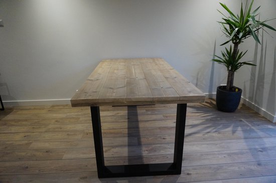 Table à manger en bois échafaudage industriel, couleur: oldlook, 180x95 avec structure en U