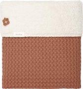 Koeka Oslo deken eenpersoons - plaid - 140x200cm - teddy - bruin - wit