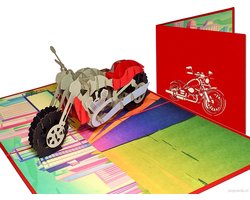 Popcards popupkaarten – Motor bike Motorbike Motorfiets Route 66 Pensioen Vakantie Verjaardag Verjaardagskaart Jarig Felicitatie Harley Davidson chopper pop-up kaart 3D wenskaart