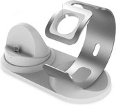 DrPhone  T020 -  2 in 1  Aluminium Oplaad Dock – Stand houder - Geschikt Voor IOS - + 1 meter Micro Kabel -  Grijs