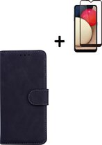 Samsung Galaxy A32 Hoesje - 5G - Wallet - Samsung A32 Screenprotector - Hoesje Bookcase Zwart + Screenprotector