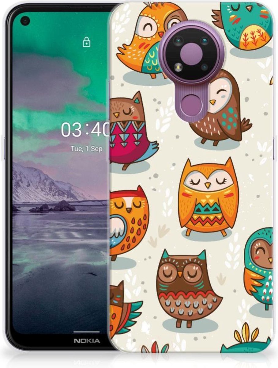 Nokia 3.4 TPU Hoesje Vrolijke Uilen
