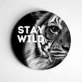 Muurcirkel stay wild | tijger zwart/wit | wanddecoratie dieren - 120x120cm