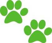 Hondenpootje / hondenpootjes - Appel groen - autostickers - 2 stuks - 7 cm x 5,5 cm