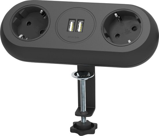 stopcontact Lelie Melodrama ORNO Design Bureau stekkerdoos met 2 USB poorten - Zwart - Tafelklem -  Randaarde -... | bol.com