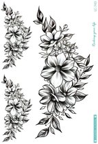 Temporary tattoo | tijdelijke tattoo | fake tattoo | bloemenkrans - floral wreath | 150 x 210 mm - Zwart