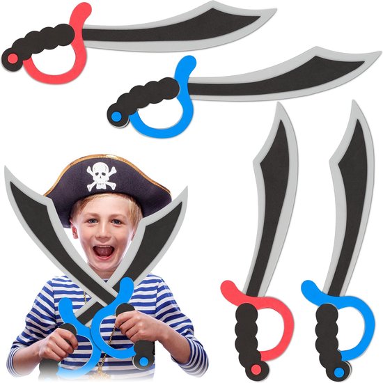 Relaxdays piraten zwaard foam - 4 piratenzwaarden - kinderzwaard - zwaard  speelgoed | bol.com