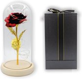 Gouden Roos in Glazen Stolp met LED Verlichting en Unieke Giftbox - Valentijn, Trouw, Liefde & Moederdag Cadeau - Geschenk - Beauty and the Beast Roos - Love & Marriage Gift - Vale