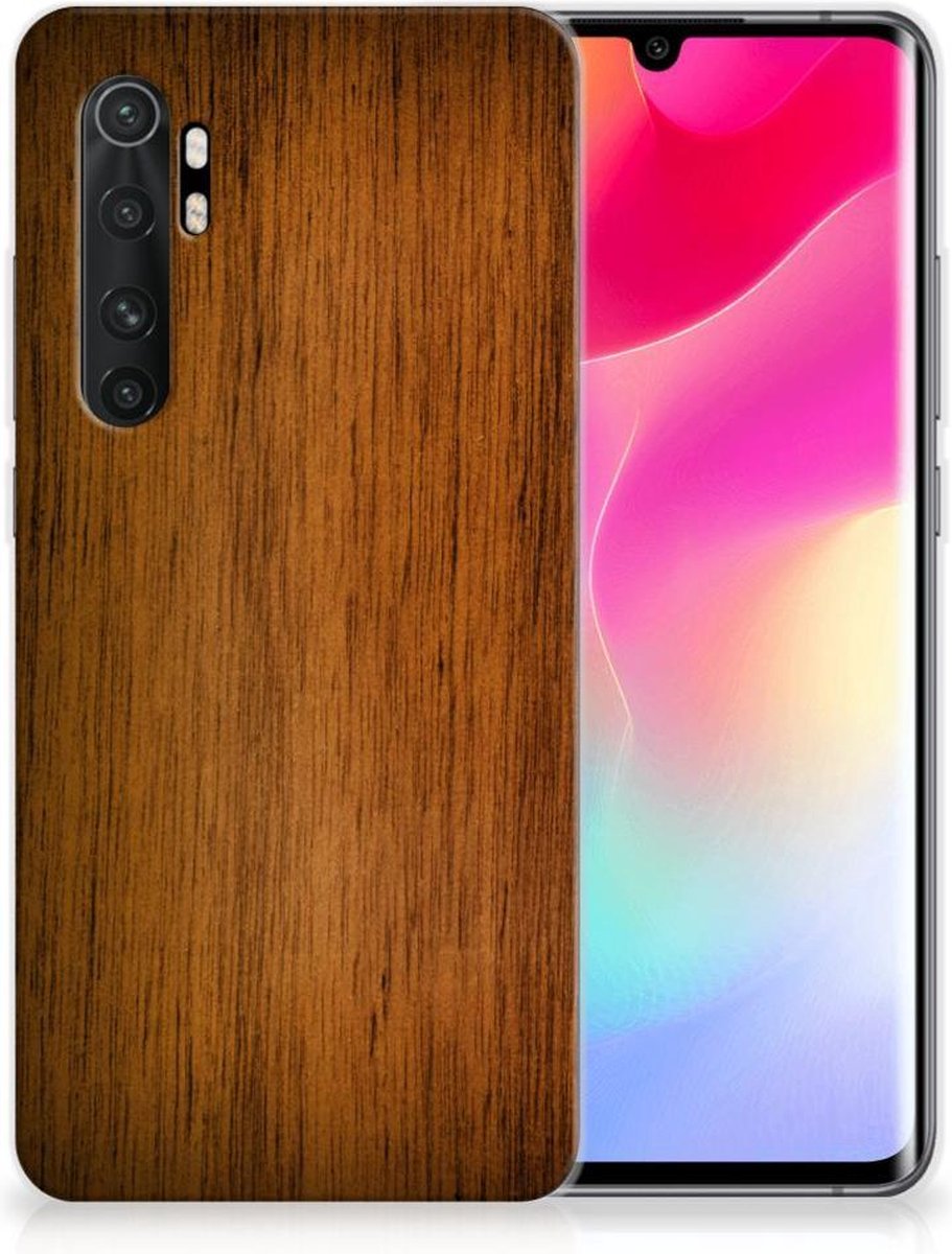 Xiaomi Mi Note 10 Lite Bumper Hoesje Donker Hout