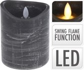 Led Kaars grijs - Ø 7,5 x 10cm - Realistic Flame - Bewegende vlam - met ingebouwde timer - incl. 2 AA batterijen