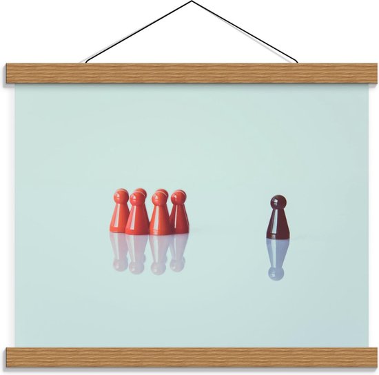 Schoolplaat – Racisme Uitgebeeld Door Pionnetjes - 40x30cm Foto op Textielposter (Wanddecoratie op Schoolplaat)