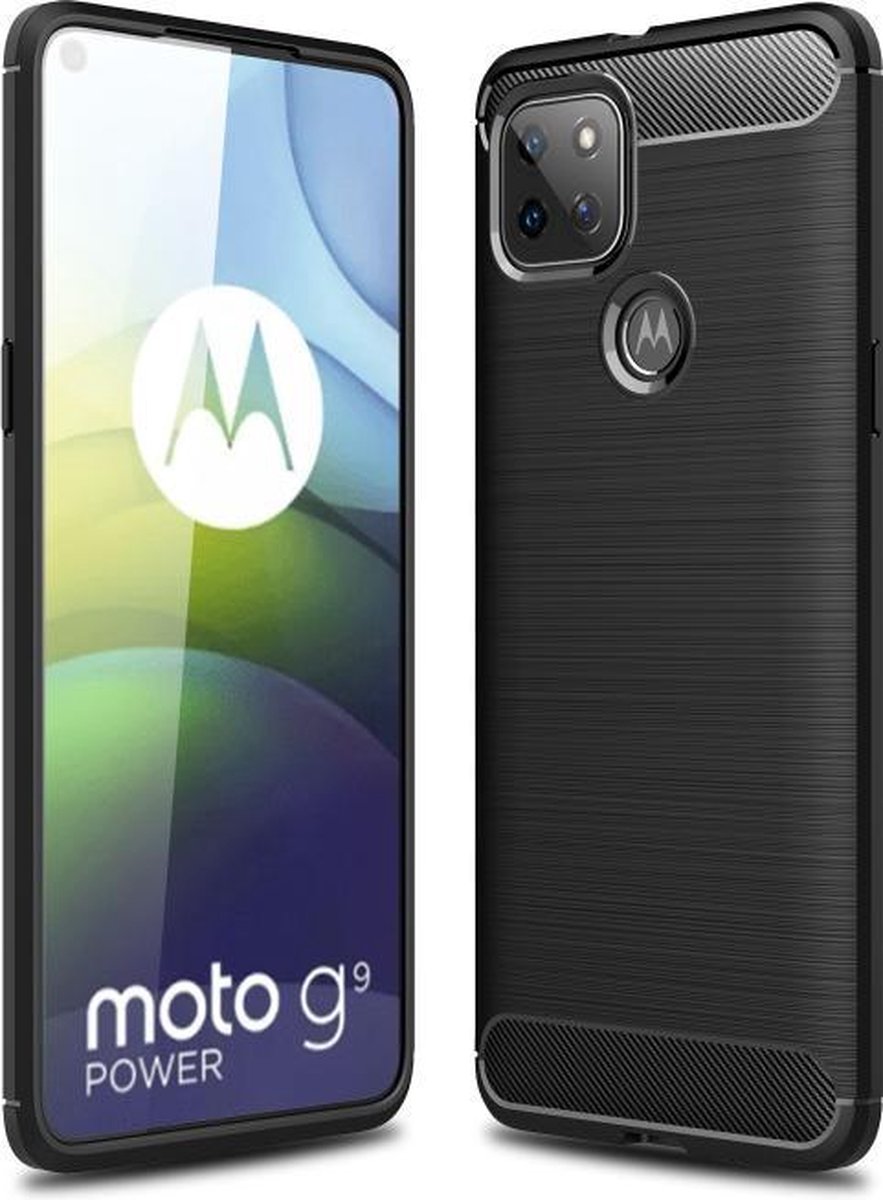 Silicone gel TPU brushed zwart hoesje Motorola Moto G9 Power