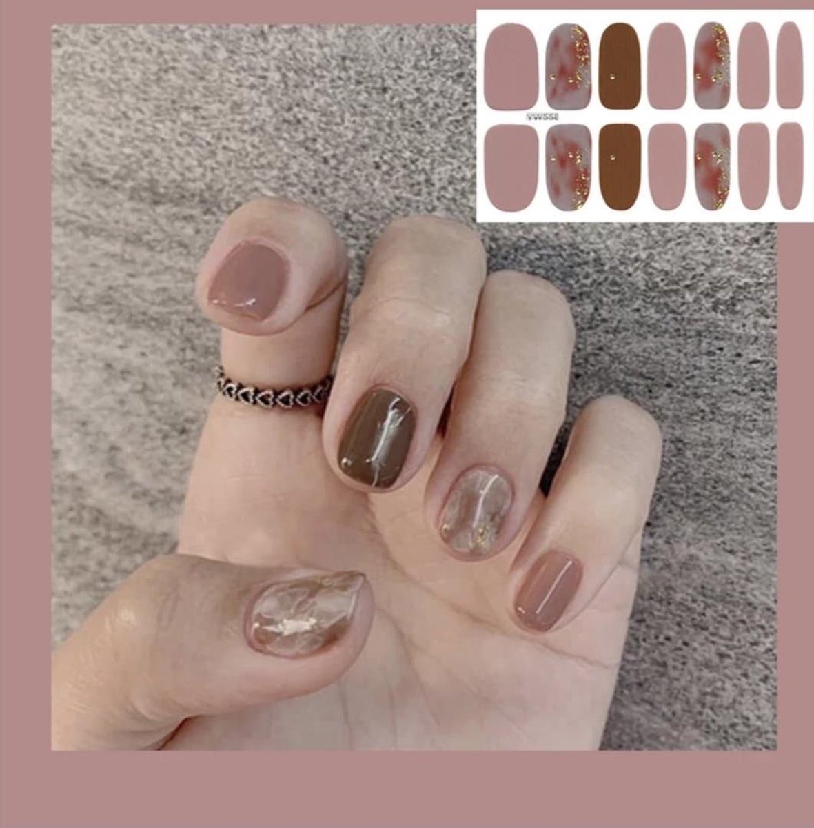 Goedkoopste Nail art Sticker aubergine mauve bruin met goud