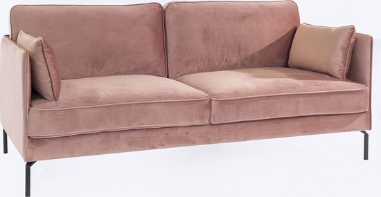 Besparing kapperszaak lint Duverger® Fancy velvet - Sofa - 3-zit bank - roze - velours - stalen  pootjes - zwart | bol