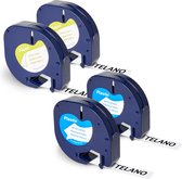 TELANO® Label Set 2x 91201 en 2x 91200 voor Dymo Letratag Labelprinter- 12 mm x 4 m - Zwart op Wit - Labeltape S0721610 en S0721510