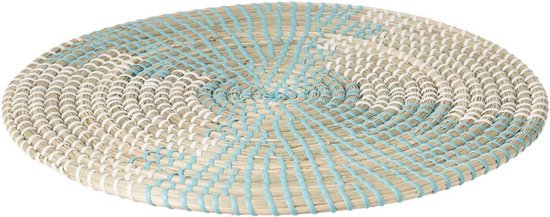Set de 2 set de table Secret de Gourmet roseau rond - Dia 35 cm - Dessous de verre - vert menthe avec naturel