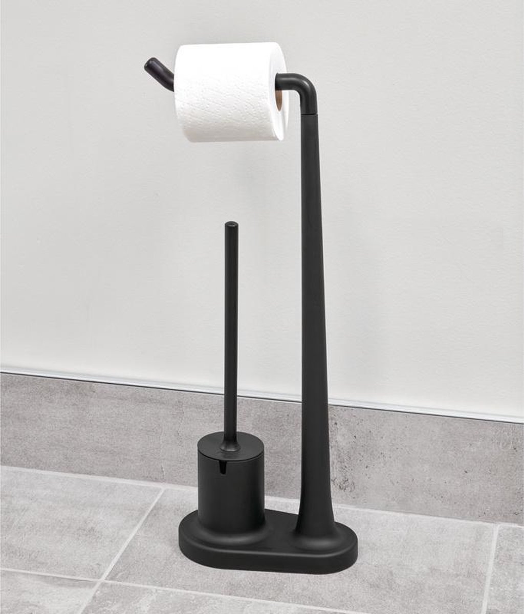 iDesign Staande toiletrolhouder met wc borstel - Zwart - Klaar voor gebruik  | bol.com