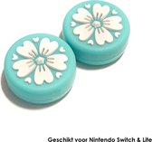 Thumb Grips | Thumb Sticks | Gaming Thumbsticks | Geschikt voor Nintendo Switch & Lite | 1 Set = 2 Thumbgrips | Bloemen | Blauw met Wit