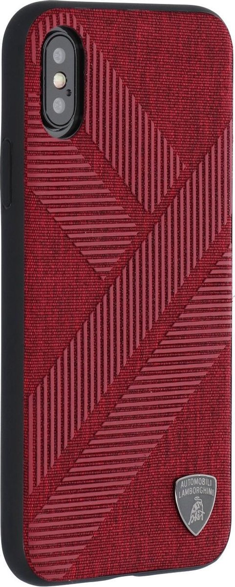 Rood hoesje van Lamborghini - Backcover - Structure - iPhone X-Xs - Silicone