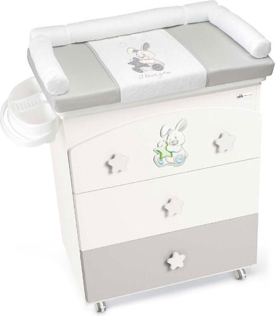 Materassino Per Fasciatoio Obaby Con Design Coniglio - Imbottito In Schiuma Con Bordi Rialzati E Copertura In PVC Facile Da Pulire - 76x46 Cm