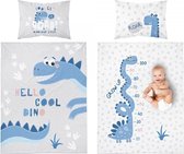 Maya moo Dekbedovertrek Cool Dino 100x135 cm blauw