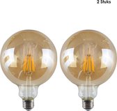 2 x Edison kooldraad lamp, vintage retro gloeilamp, filament antiek bulb, E27 grote fitting 8 watt-G125 spiraal Retro Lights