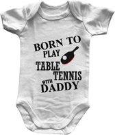 Baby Romper met tekst - Born to play Tabletennis with Daddy - Wit - Mt 50/56 - Korte mouw - BabyCadeau - Vaderdag Cadeau, Pingpong, Tafeltennis, Kraamcadeautje