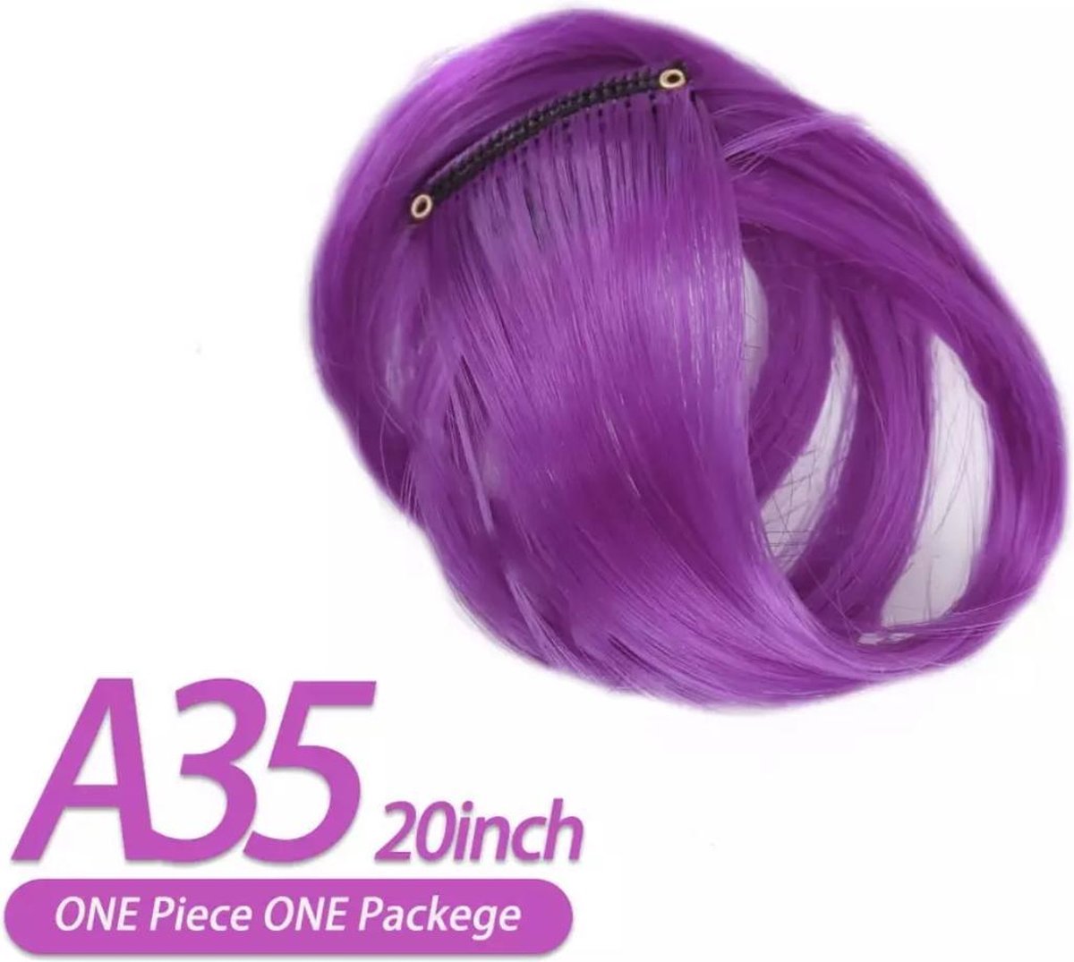 Clip in hairextension paars - plukje paars - clip in paars - plukje nep haar paars - haar extension - hairextension kind - clip in nep haar kind paars