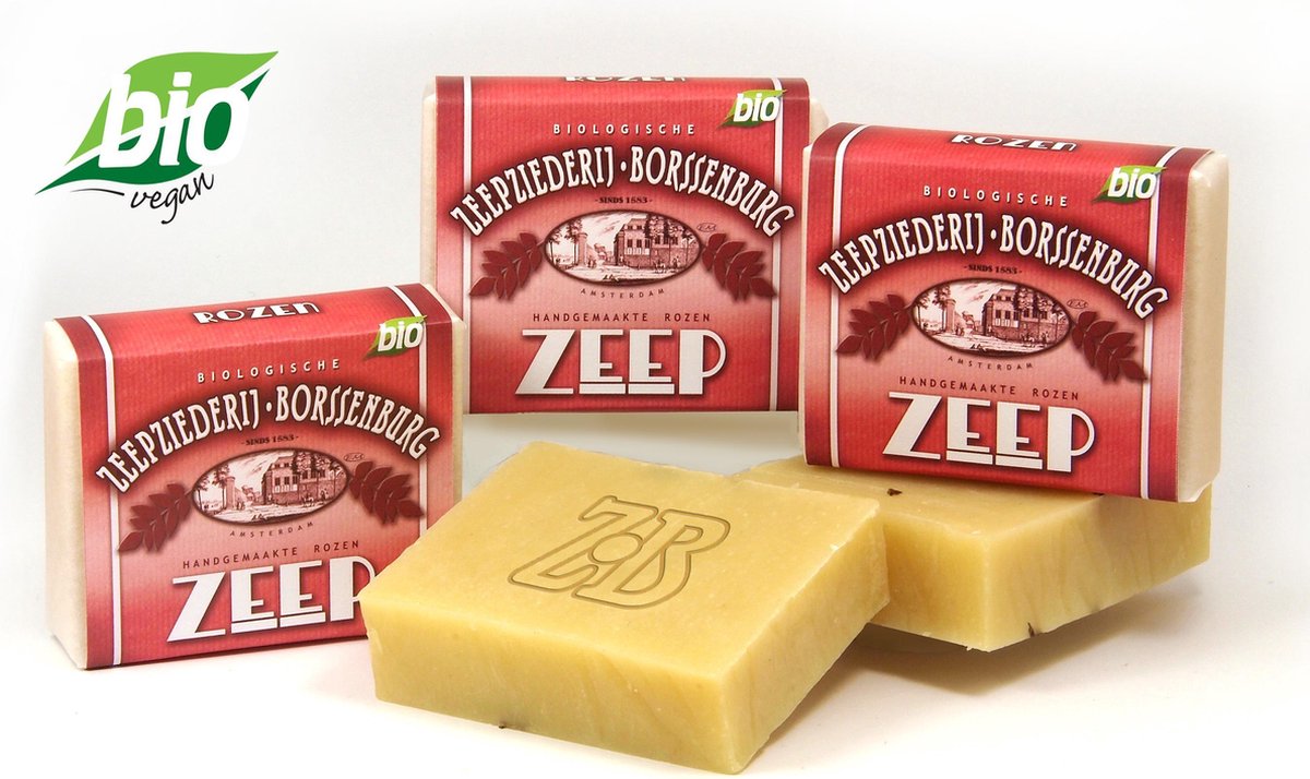 Biologische Rozen zeep - 3 stuks | Handgemaakte verzorgingsproducten van Zeepziederij Borssenburg