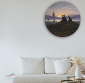Maanopkomst boven de zee door Caspar David Friedrich als muurcirkel op aluminium dibond® voor thuis. ⌀ 40 cm